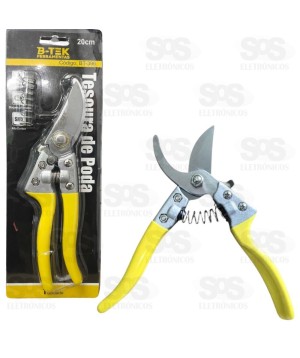 Tesoura De Poda 20cm Ergonômica Com Mola Trava B-tek BT-396