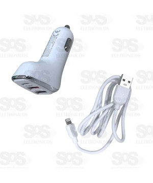 Carregador Veicular Com Cabo Iphone 38W Kaidi KD-304A