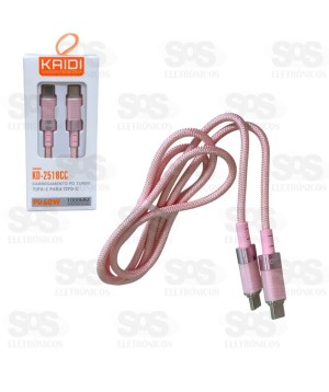 Cabo Type C Para PD 60W Ponta Emborrachada 1 Metro Kaidi KD-2518CC