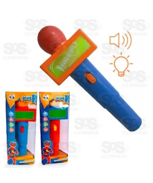 Microfone Infantil Com Som E Luzes Reproduz Voz Pica Pau PI3966