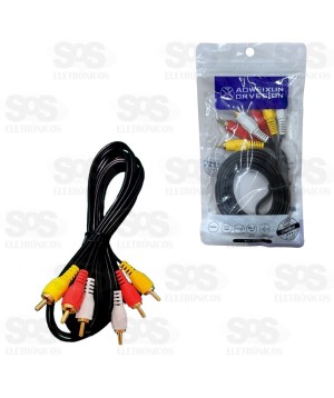 Cabo 3RCA+3RCA Ponta Dourada Aoweixun 00233