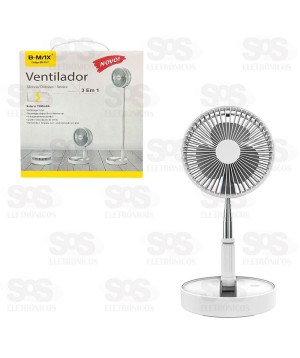 Ventilador Dobrável Portátil De Mesa Recarregável B-Max BM-F917