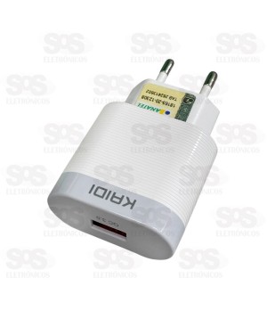 Carregador Turbo USB QC3.0 18W Cabo Micro USB V8 Kaidi KD-550S