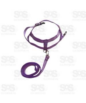 Coleira Peitoral Com Guia Nylon Listrada N°2 3097