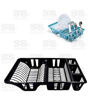 Escorredor Plástico 12 Pratos e Talheres e Copos Cores Variadas 410/411