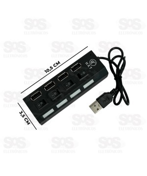 Hub USB 2.0 Com 4 Portas Com Interruptor HX7739