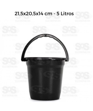 Balde Plástico 5 litros Preto Plasmarc 275