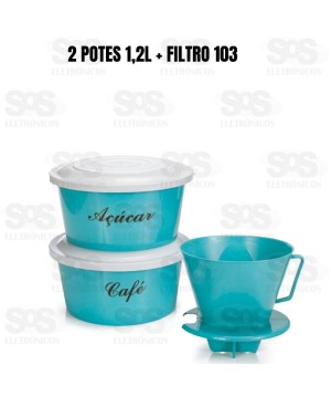 Kit Café Com Porta Filtro 2 Pote Mantimento Color Plasmarc 342