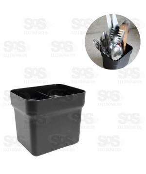 Seca Talheres Com 2 Divisórias Preto Plasmarc 450