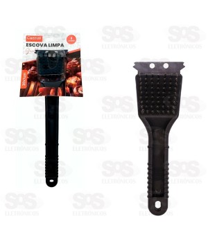 Escova Limpa Grelha Com Espátula Inox Caerus CRS-2859
