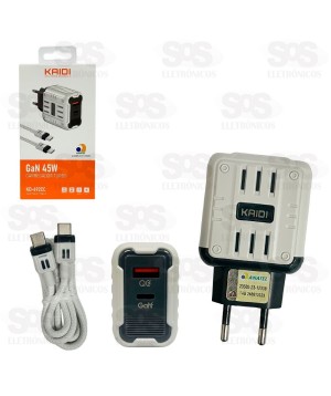 Carregador Turbo USB+PD 45W Kaidi KD-692CC
