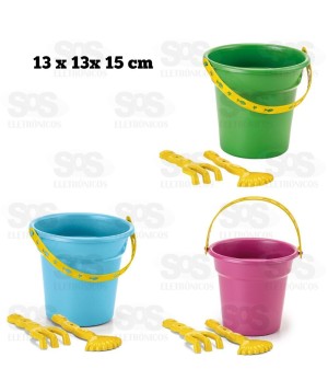 Balde de Praia Com Pá e Rastelo Cores Variadas 145