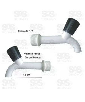 Torneira Plástica Para Tanque 1/2 Branca Com 12 Unidades