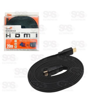 Cabo HDMI 4K 20 Metros Malha Blindada Eletromex EL-8107