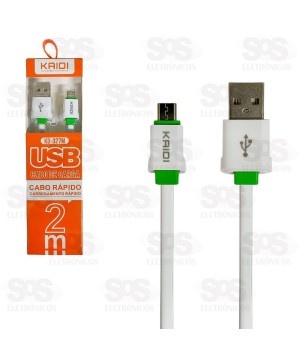 Cabo De Carregamento USB Para Micro USB V8 2 Metros Kaidi KD-327M