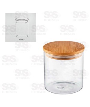 Pote Acrílico Redondo Com Tampa De Bambu 450ML TOP1057