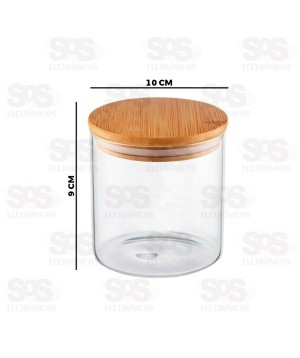Pote Acrílico Redondo Com Tampa De Bambu 450ML TOP1057