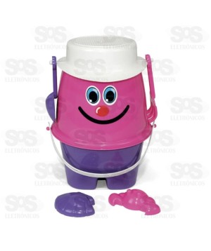 Balde Boneco 7 Peças Rosa Poliplac 6358