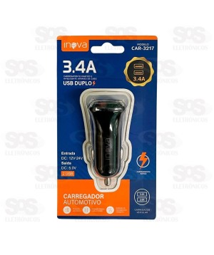 Carregador Veicular 3.4A Com 2 USB Inova CAR-3217