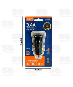 Carregador Veicular 3.4A Com 2 USB Inova CAR-3217