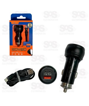Carregador Veicular 45W Cabo Type C Inova GL19-C