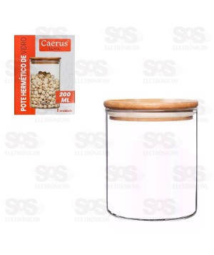 Pote De Vidro Redondo Com Tampa De Bambu 200ML CRS-2303
