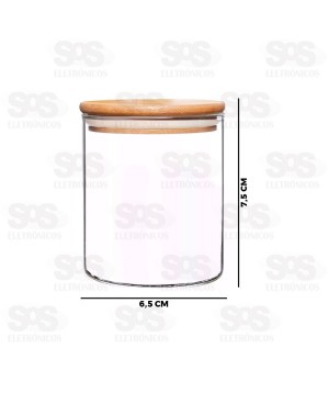Pote De Vidro Redondo Com Tampa De Bambu 200ML CRS-2303