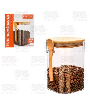 Pote De Vidro Redondo Com Tampa De Bambu 950ML CRS-2402