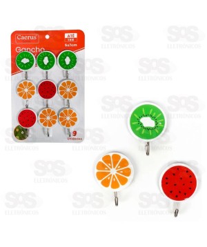 Ganchos Multiuso de Plástico 9 Peças Frutas Caerus CRS-2352