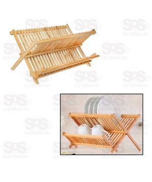 Escorredor de Pratos Dobrável Bambu 46x33CM Caerus CRS-2291