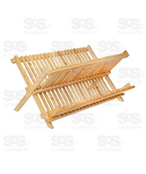Escorredor de Pratos Dobrável Bambu 46x33CM Caerus CRS-2291
