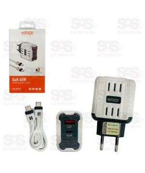 Carregador Turbo USB+PD Type C 65W Kaidi KD-693CC
