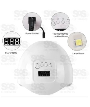 Cabine De Unhas LED UV Para Secar Gel  54W B-Max BM-F1184