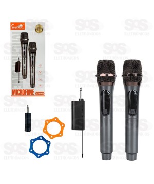 Kit 2 Microfone Sem Fio Dinâmico Com Painel Eletromex EL-5005