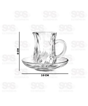 Conjunto Xícara De Vidro Com Pires 58ML 12 Peças DXP8