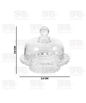 Queijeira Manteigueira de Vidro Com Tampa 12x10CM TG34-5
