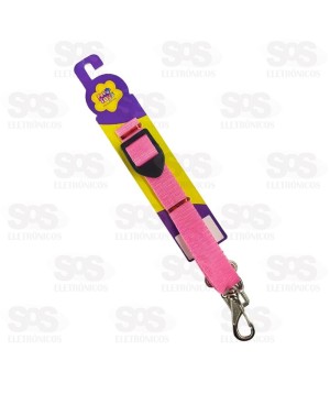 Guia Cinto de Nylon Lisa 25MM Rosa Pet Toys 3092