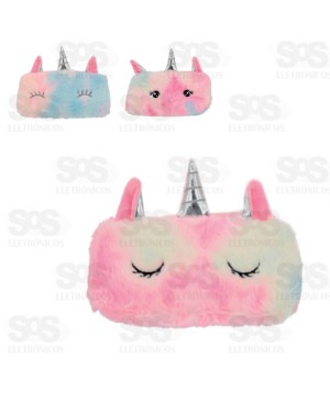 Estojo Escolar Pelúcia Unicórnio Polibrinq SCB13