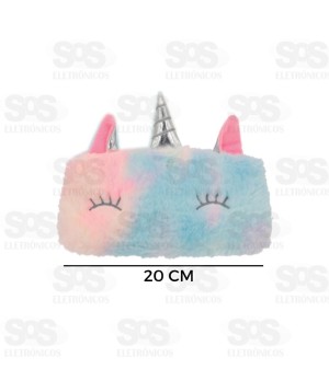 Estojo Escolar Pelúcia Unicórnio Polibrinq SCB13