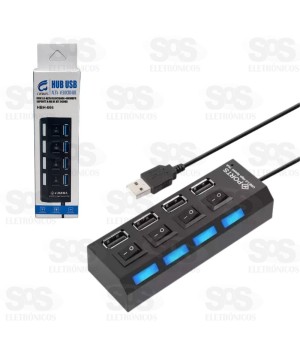 Hub 4 Portas USB 3.0 Com LED HBH-666