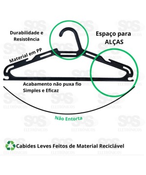 Jogo De Cabides 10 Peças Pretos Ultiliplas 1317