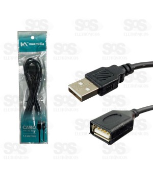 Cabo USB Para USB Fêmea 1,5 Metros Maxmidia MAX-60106-46