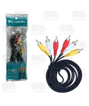 Cabo 3 RCA + 3 RCA 2 Metros Maxmidia MAX-52906-27