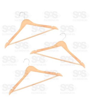 Jogo Cabides De Madeira 3 Peças Top Útil TOP1906