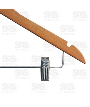 Jogo Cabides De Madeira Com Prendedor 3 Peças Top Útil TOP1907