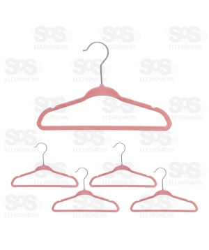 Jogo Cabides Aveludados Infantil 5 Peças Top Útil TOP1821