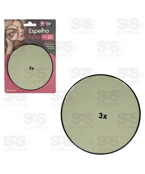 Espelho Lupa 3X Redondo Com Ventosa Top Útil TOP1502