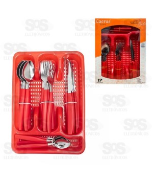 Jogo de Talheres com Porta Talheres 17 Peças Bali CRS-2363