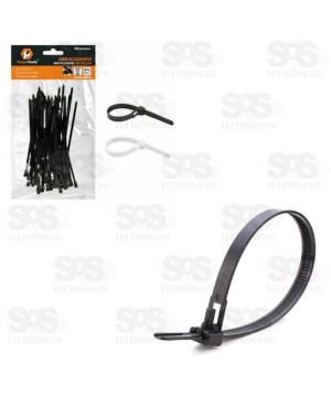 Abraçadeira De Nylon Reutilizável 4,8mmx200  Com 50 Unidades TRY-0088