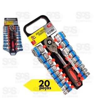 Jogo de Soquete  Com Catraca 20 Peças FBG3076